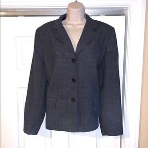 TALBOTS grey HOUNDSTOOTH wool Blazer 14 P